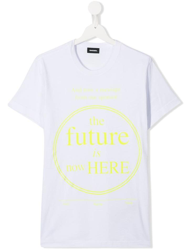 Diesel Kids Teen The Future Is Here Print T-shirt - White