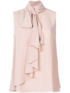 Alexander Mcqueen - Ruffled Sleeveless Blouse - Women - Silk - 42, Pink/purple, Silk