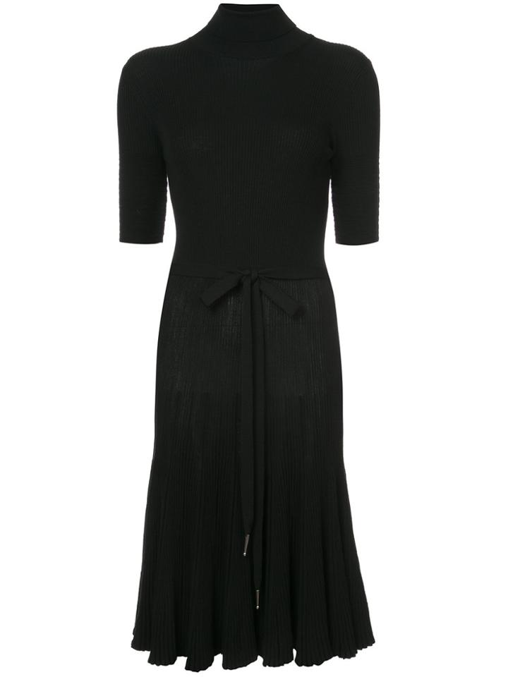 Nina Ricci T-neck Fit And Flare Dress - Black