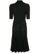 Nina Ricci T-neck Fit And Flare Dress - Black