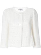 Chanel Vintage 2000 Sequinned Collarless Jacket - White