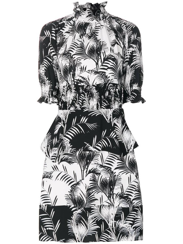 Sonia Rykiel Palm Print Crepe Smock Dress - Black