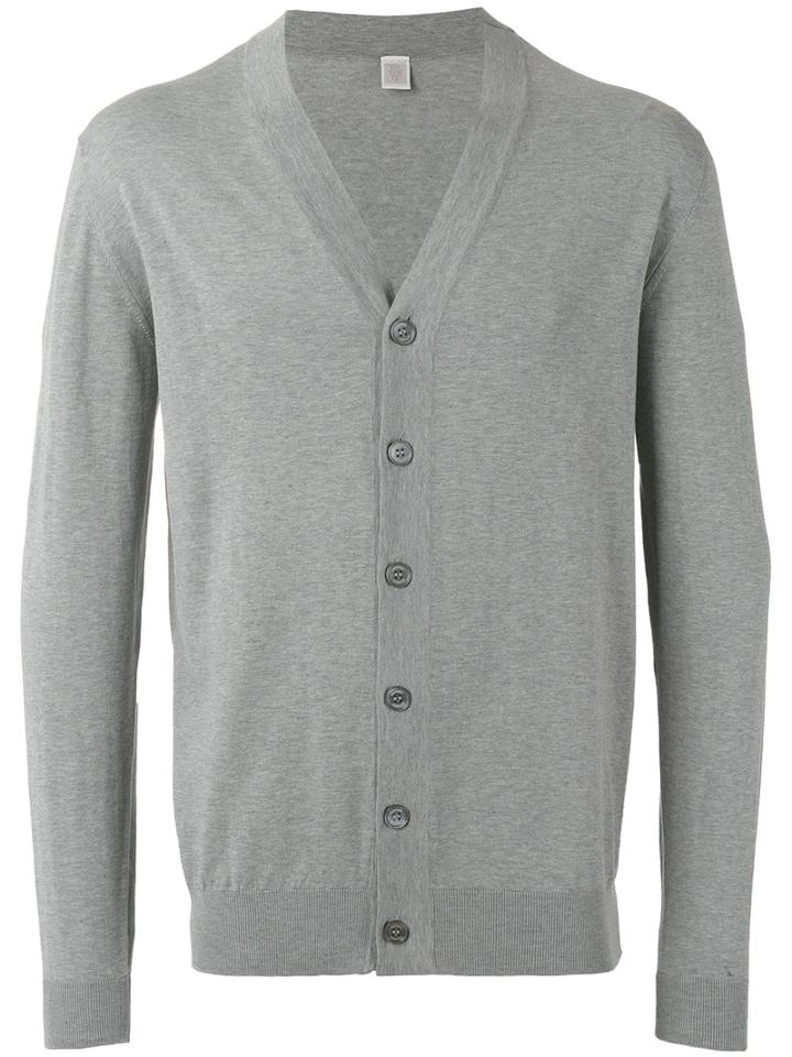 Eleventy V-neck Buttoned Cardigan, Men's, Size: Large, Grey, Cotton