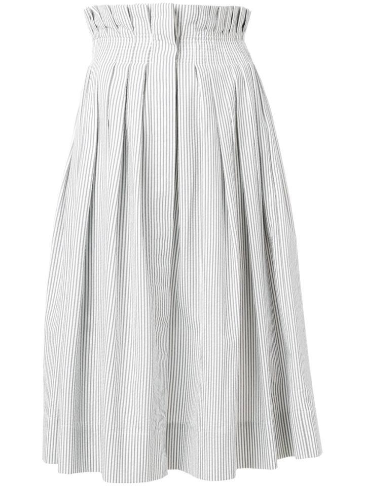 Thom Browne Gathered Waist Dirndl Skirt With French Fly In Seersucker