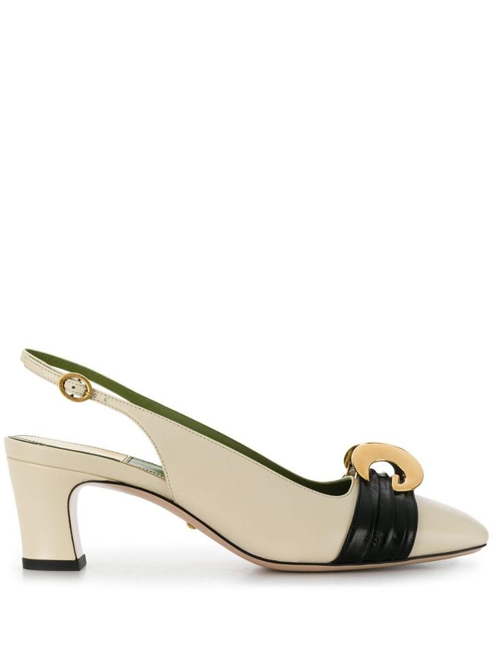 Gucci Half-moon Gg Slingback Pumps - Neutrals