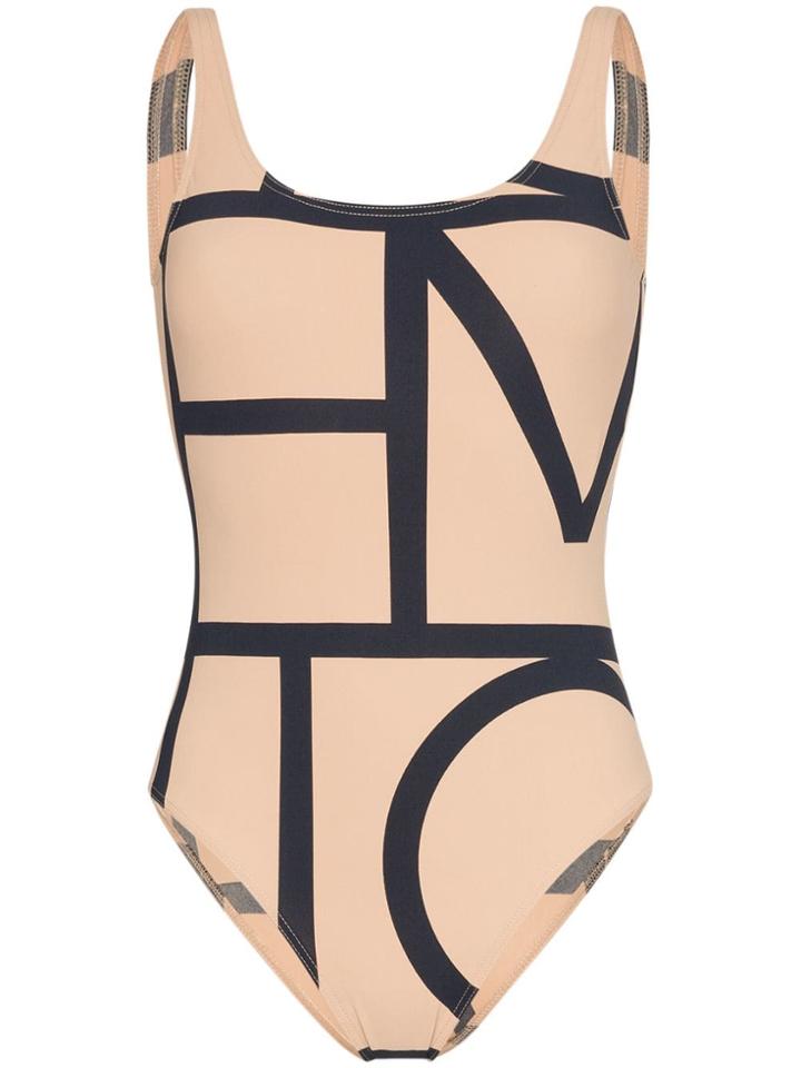 Toteme Nude And Black Positano Monogram Swimsuit - Neutrals