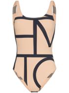 Toteme Nude And Black Positano Monogram Swimsuit - Neutrals