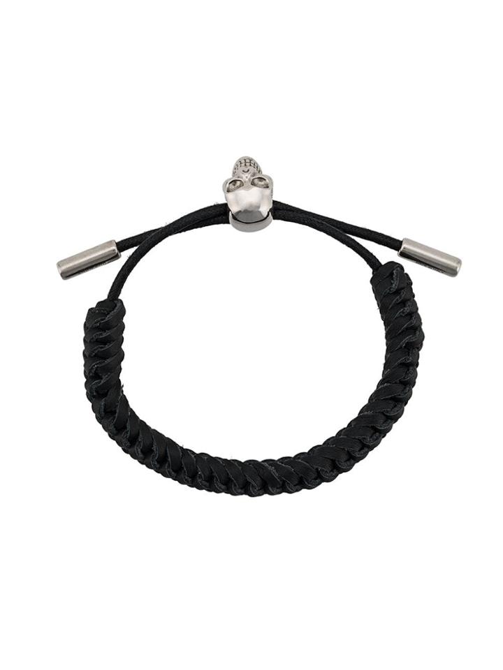 Alexander Mcqueen Braided Skull Bracelet - Black