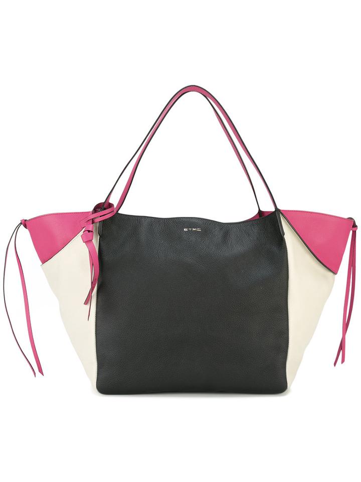Etro - Colour Block Tote - Women - Calf Leather/polyester - One Size, Black, Calf Leather/polyester