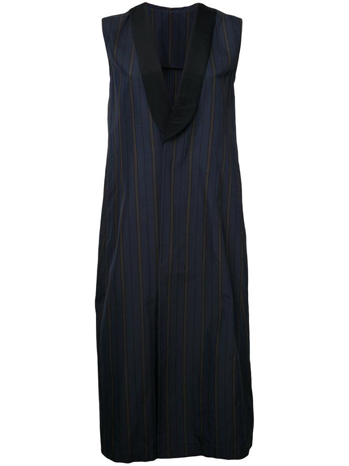 08sircus - Striped Sleeveless Coat - Women - Cotton/polyester/cupro - 0, Blue, Cotton/polyester/cupro