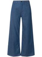 Nine In The Morning Wide Flared Trousers - Blue