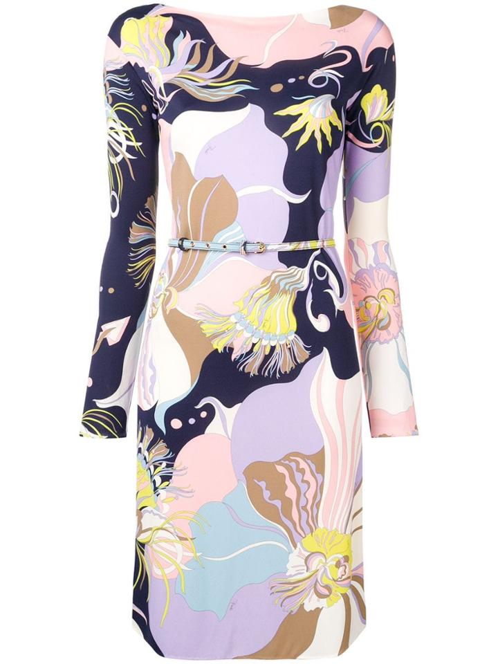 Emilio Pucci Mirabilis Print Belted Dress - Purple