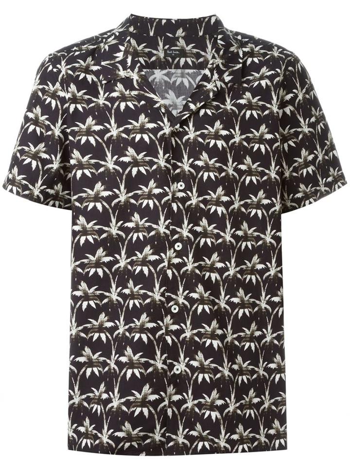 Ps Paul Smith Palm Tree Print Shirt, Men's, Size: Xl, Black, Cotton