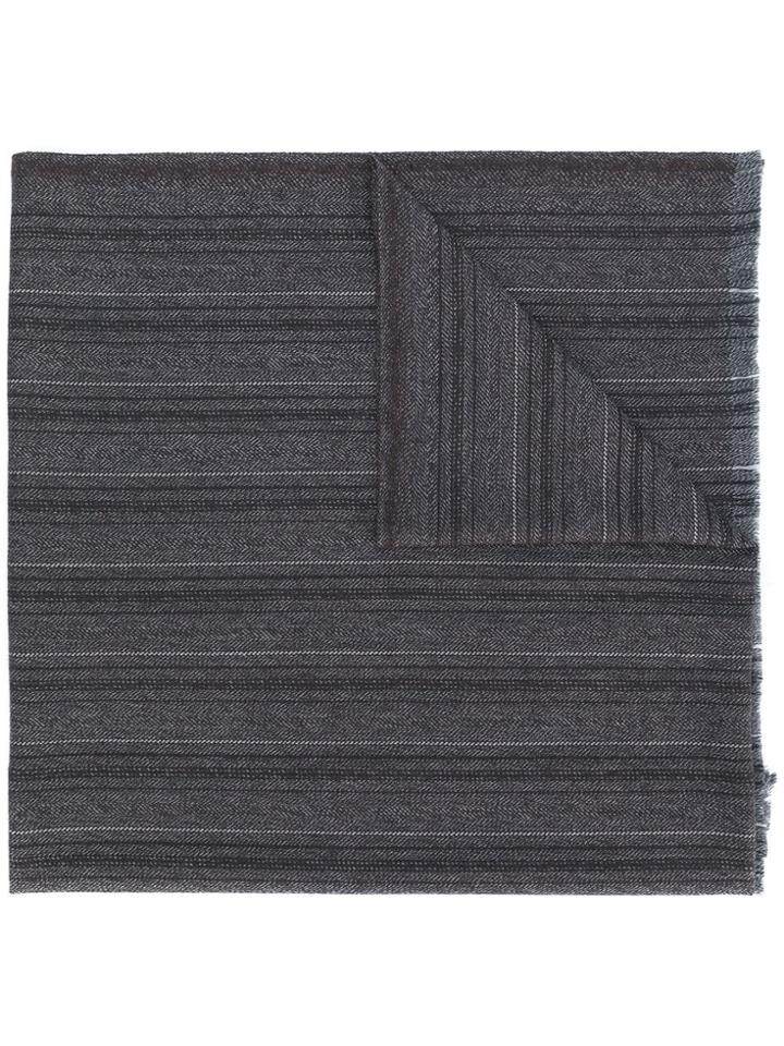 Ermenegildo Zegna Embroidered Knitted Scarf - Grey