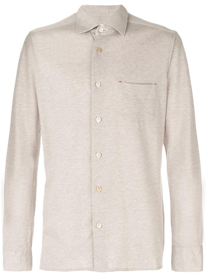 Kiton - Piqué Shirt - Men - Cotton - M, Nude/neutrals, Cotton