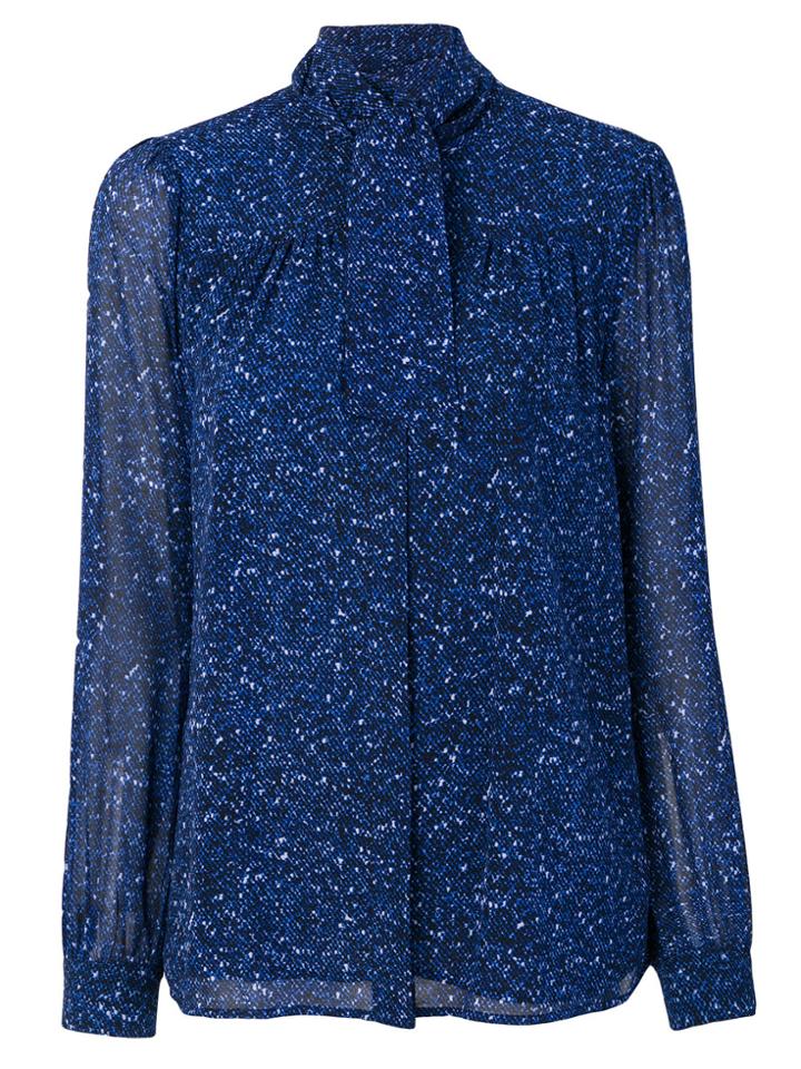Michael Michael Kors Printed Tie-neck Blouse - Blue