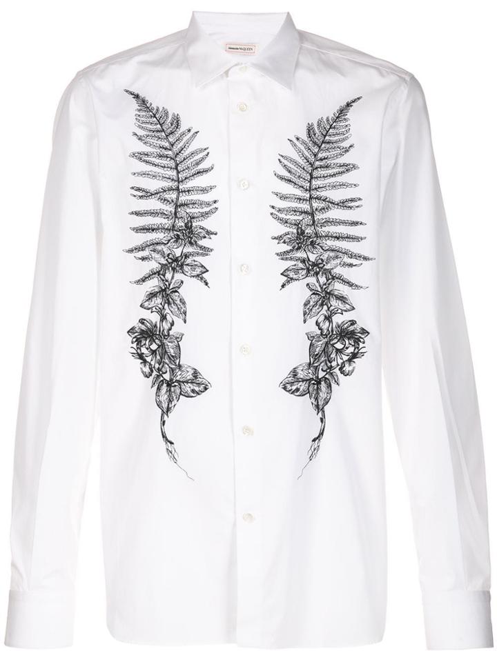 Alexander Mcqueen Embroidered Fern Shirt - White