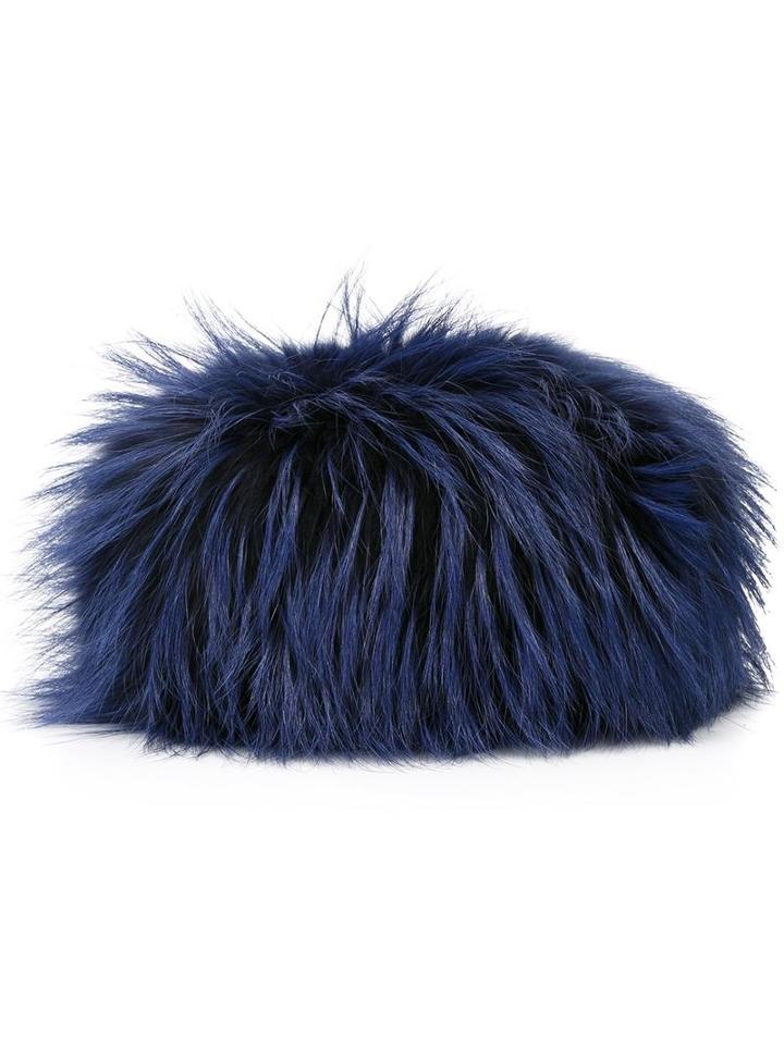 Mr & Mrs Italy Fur Hat, Women's, Size: Small, Blue, Racoon Fur