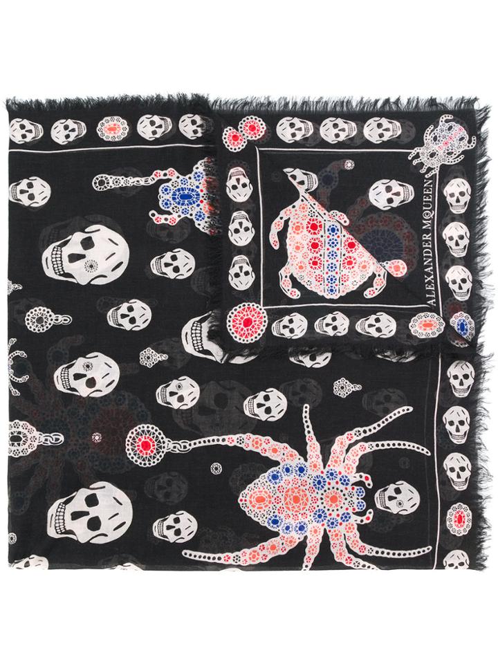 Alexander Mcqueen Jewelled Bugs Scarf - Black