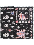 Alexander Mcqueen Jewelled Bugs Scarf - Black