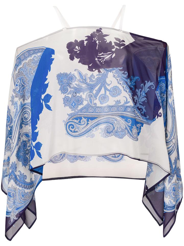 Etro Off-the-shoulder Printed Blouse - Blue