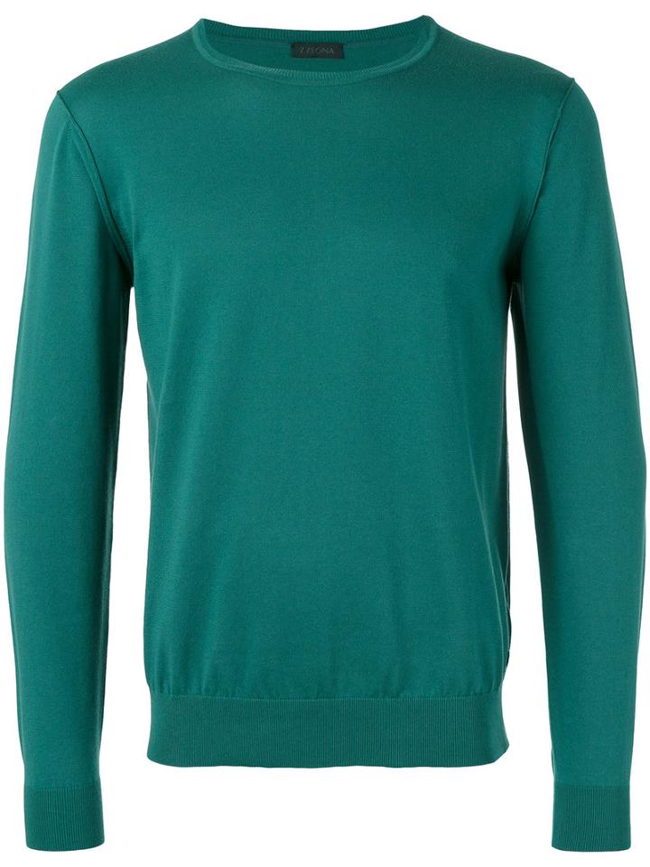 Z Zegna - Crew Neck Jumper - Men - Cotton - Xxl, Green, Cotton