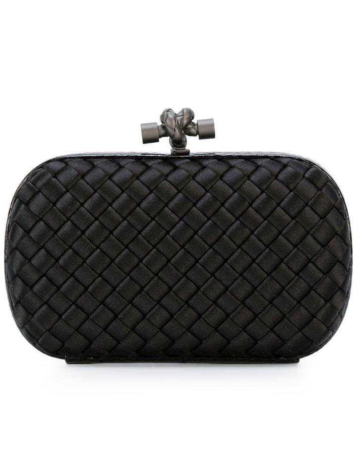 Bottega Veneta Woven Knot Clutch, Women's, Black, Leather/polyester