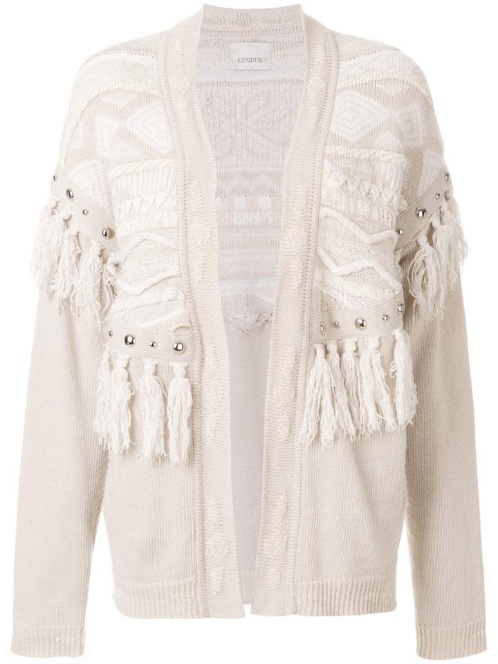 Laneus Tassel Fringe Cardigan - Nude & Neutrals