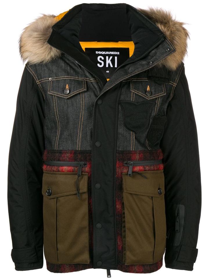 Dsquared2 Patchwork Puffer Jacket - Black