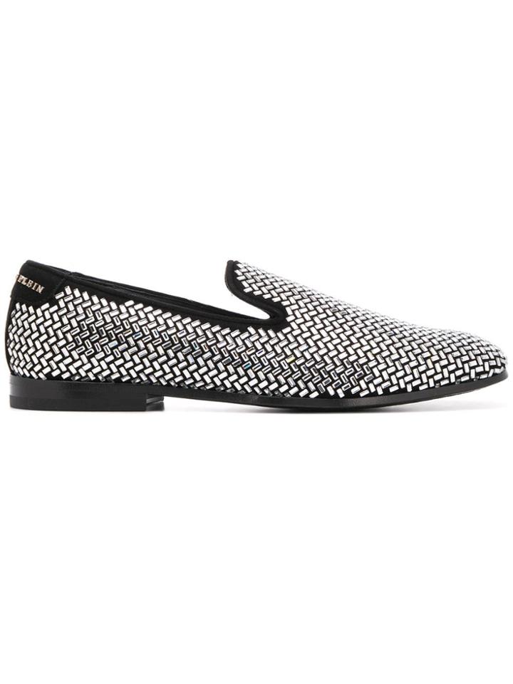 Philipp Plein Luxury Man Embellished Loafers - Black