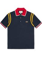 Gucci Cotton Polo With Bee - Blue