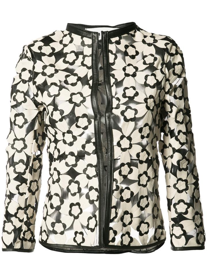Caban Romantic - Lotus Lattice Short Jacket - Women - Leather/polyimide - 38, Nude/neutrals, Leather/polyimide