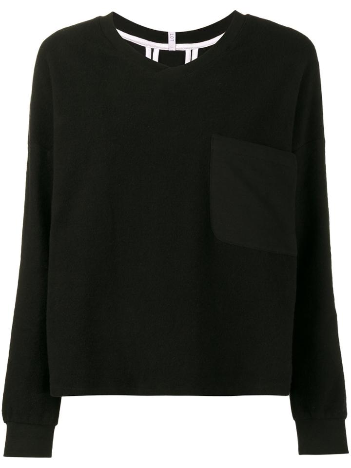 Lot78 Black V Neck Pocket Sweatshirt