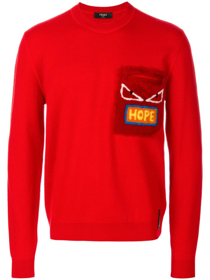 Fendi Appliqué Sweater - Red