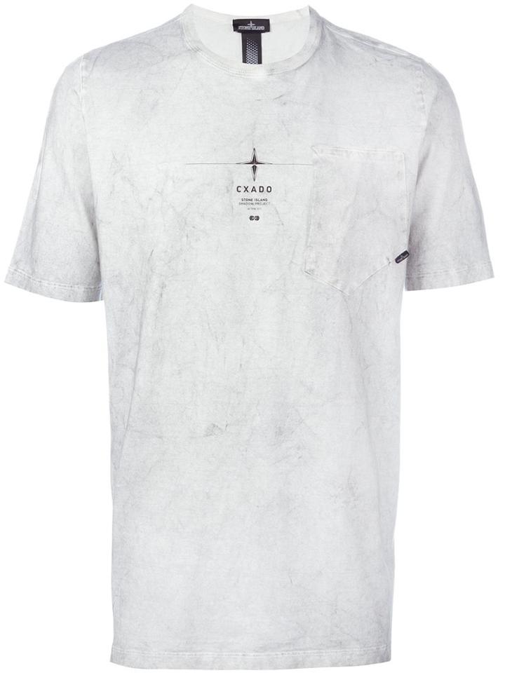 Stone Island Shadow Project Logo Print T-shirt, Men's, Size: Medium, Grey, Cotton