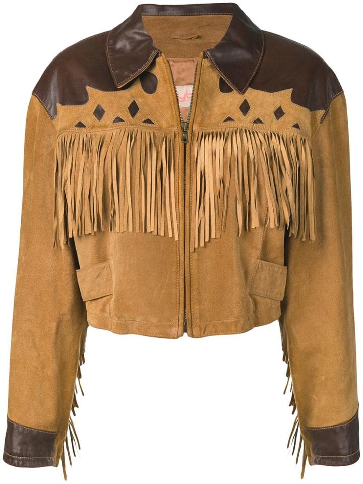 A.n.g.e.l.o. Vintage Cult 1980's Cropped Fringed Jacket - Brown
