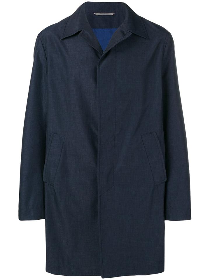 Canali Straight-fit Single-breasted Coat - Blue
