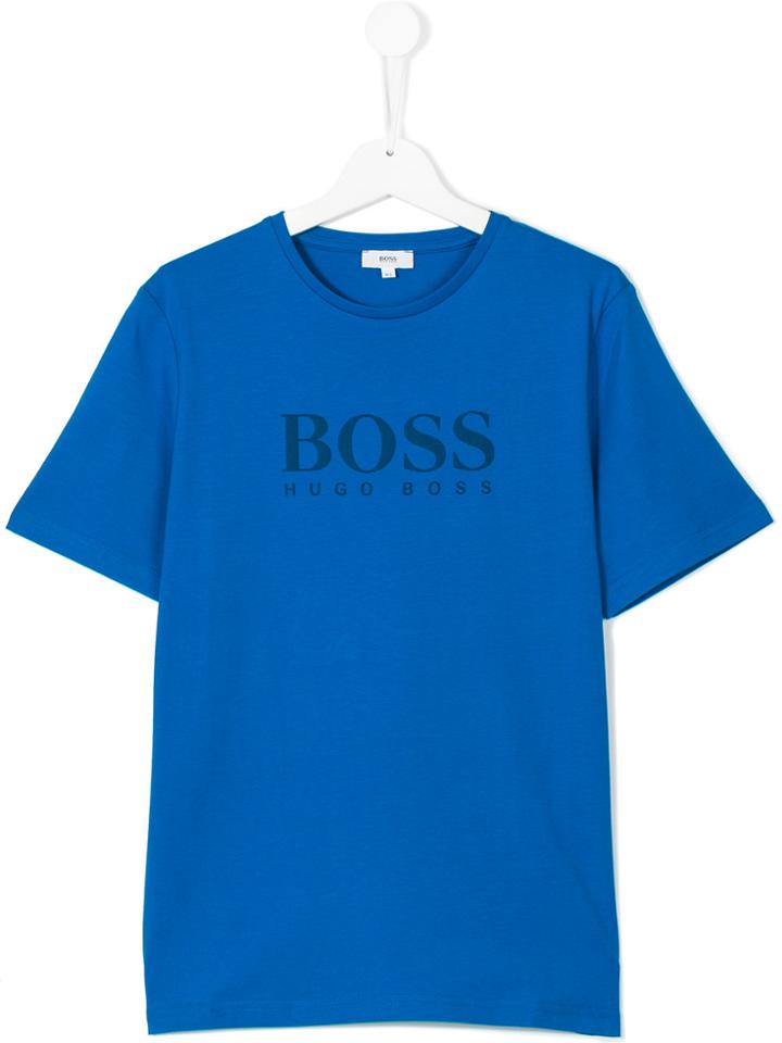 Boss Kids Teen Logo Print T-shirt - Blue