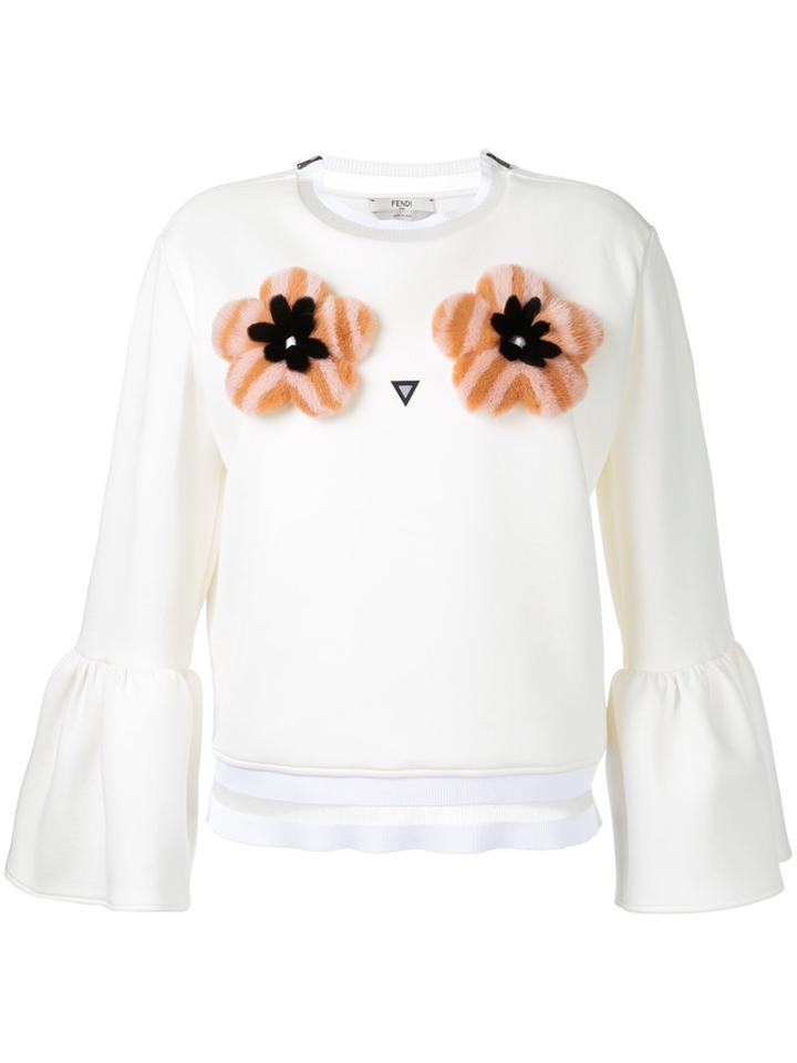 Fendi - Floral Patch Top - Women - Silk/cotton/polyamide - 42, White, Silk/cotton/polyamide