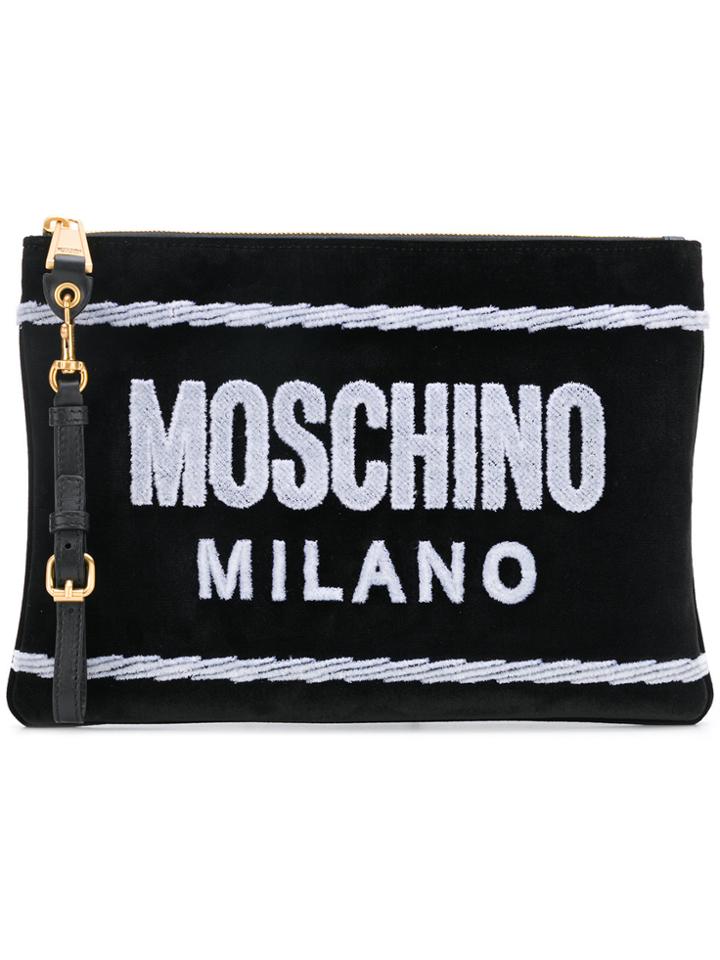 Moschino Front Logo Clutch Bag - Black