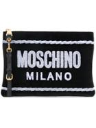 Moschino Front Logo Clutch Bag - Black