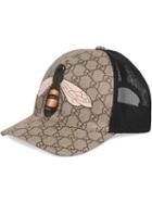 Gucci Bee Print Gg Supreme Baseball Hat - Neutrals