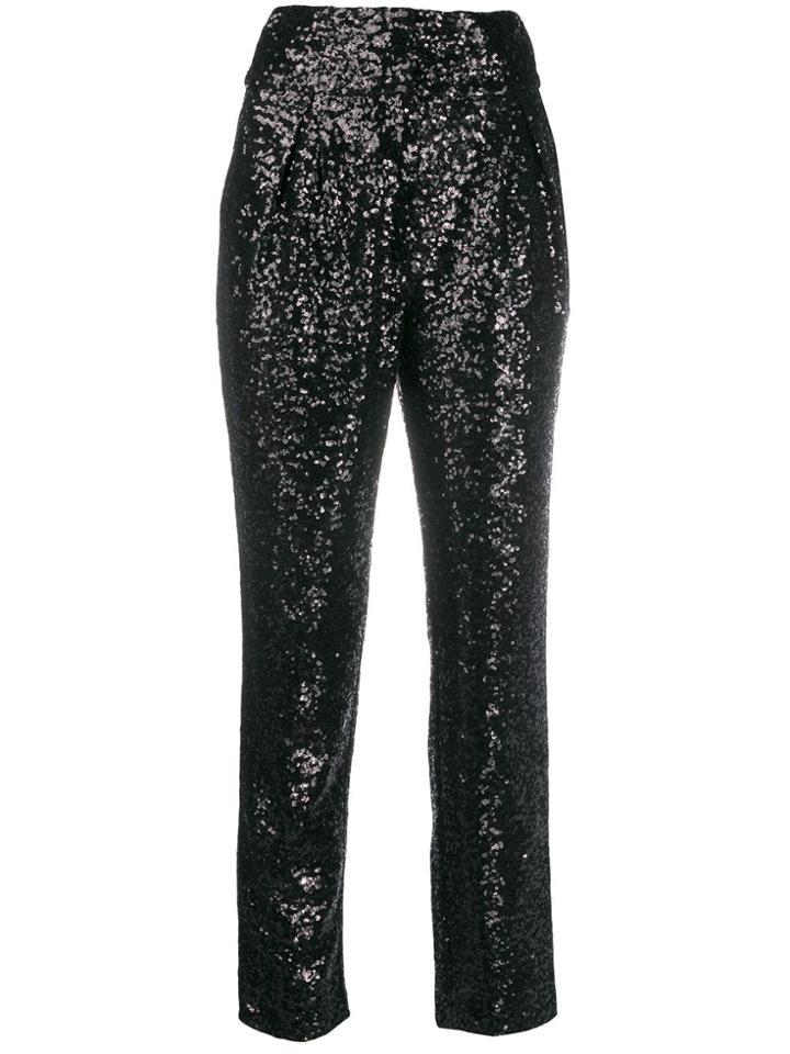 In The Mood For Love Jennifer Sequin Embellished Trousers - Black