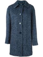 Twin-set Single Breasted Coat, Women's, Size: Medium, Blue, Cotton/acrylic/polyamide/alpaca