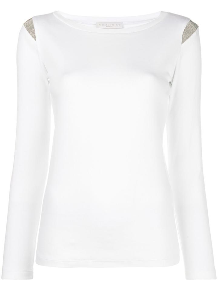 Fabiana Filippi Contrast Shoulder-patch Fitted Top - White