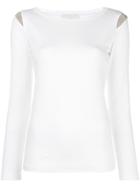 Fabiana Filippi Contrast Shoulder-patch Fitted Top - White