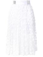 Carven Eyelet Pleated Skirt, Women's, Size: 40, White, Polyester