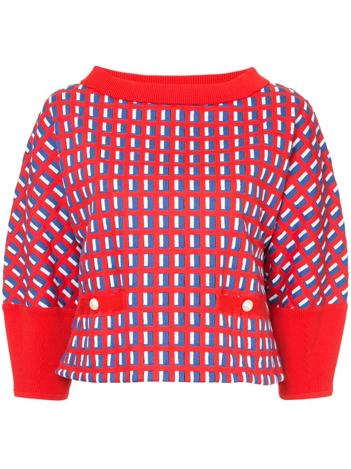 Chanel Vintage Tricolour Boat Neck Top - Red