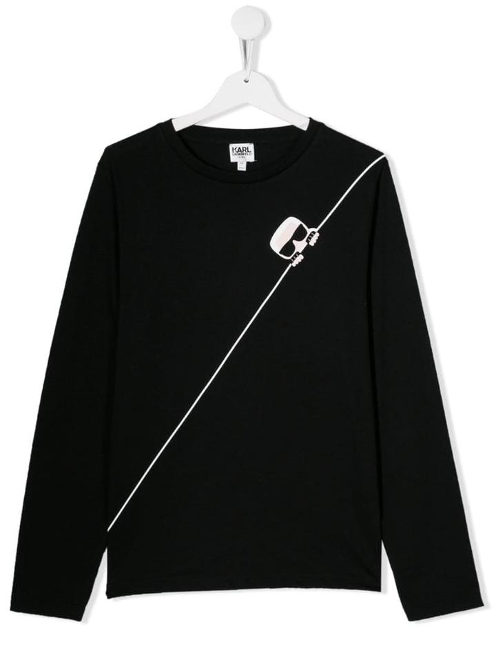 Karl Lagerfeld Kids Teen Karl Diagonal Striped Sweatshirt - Black