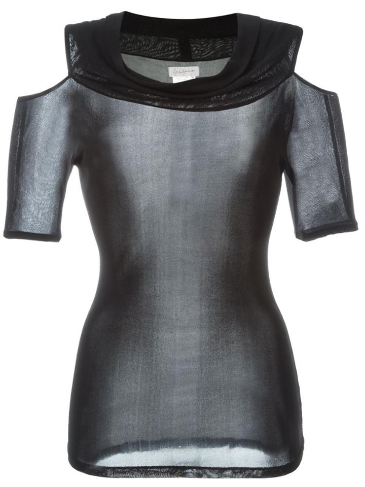 Yohji Yamamoto Vintage Sheer Cut-out Shoulder Top - Black